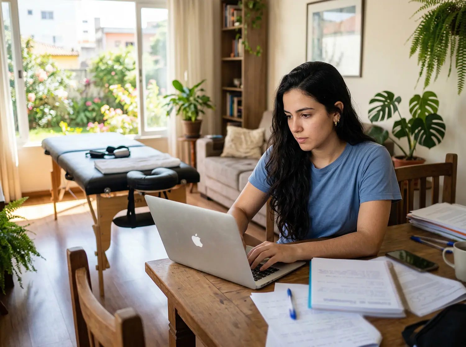 jovem estudando cursos online no seu notebook